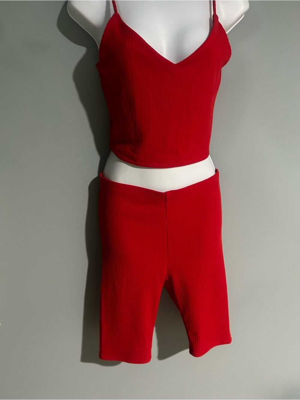 love J Red Spaghetti Strap Crop Top & Bike Shorts - Picture 4 of 8